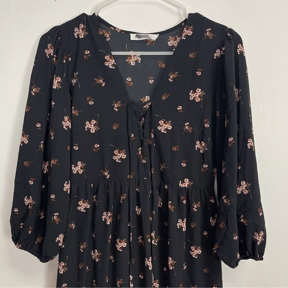 Lush Dress Womens Small Black Ditsy Floral Long - Picture 3 of 13